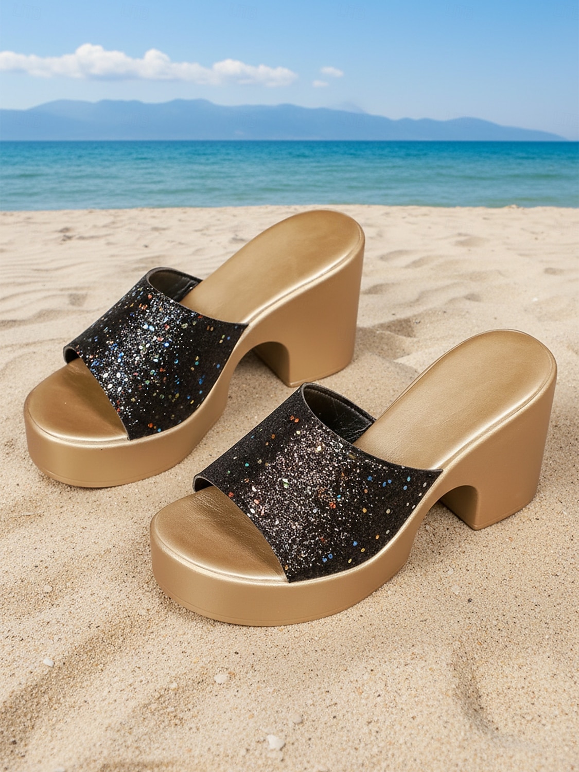 Women's Sparkling White Platform Sandals with Chunky Heel – Comfortable Slip-On Style for Casual Beachwear, Vacation and Warm Weather Fashion 2026 - $26.99 –P7