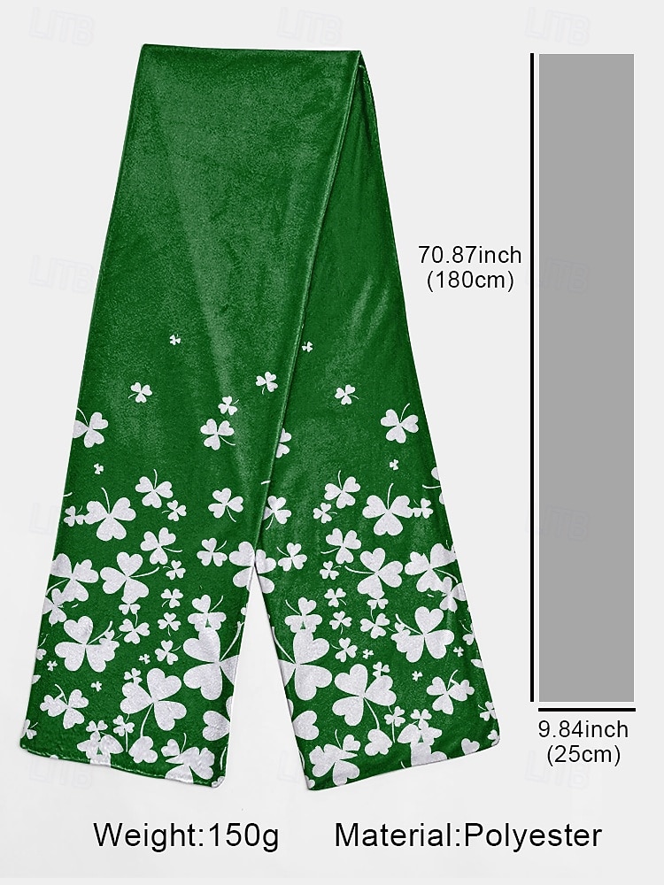 Women's Velvet-Feel Polyester St. Patrick's Day Scarf, Multiple Patterns, Perfect for St. Patrick's Day Celebrations 2026 - $14.99 –P9