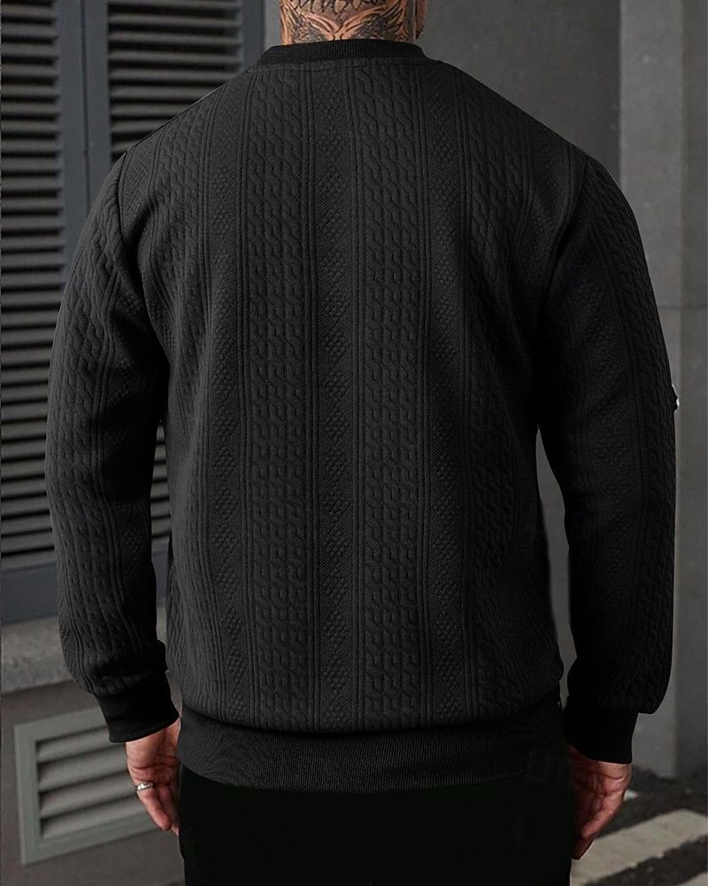 Homens Moletom Estacionar Preto Branco Cáqui Cinzento Gola Redonda Tecido Jacquard Casual Diário Desportos e Ar livre Roupa de rua Roupa de Esporte Casual Primavera Outono Roupa Moletons Moletons de 2026 por $26.99 –P9