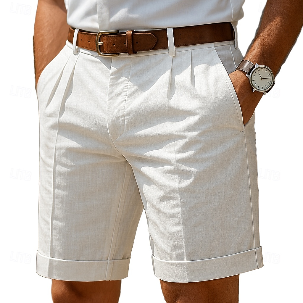 Voor heren Korte broek Linnen korte broek Geklede korte broek Zomer korte broeken Strandshorts Zak Plooien Recht been Effen Comfort Ademend Korte Casual Dagelijks Feestdagen Vakantie Modieus Zwart Wit 2026 - $25.99 –P6