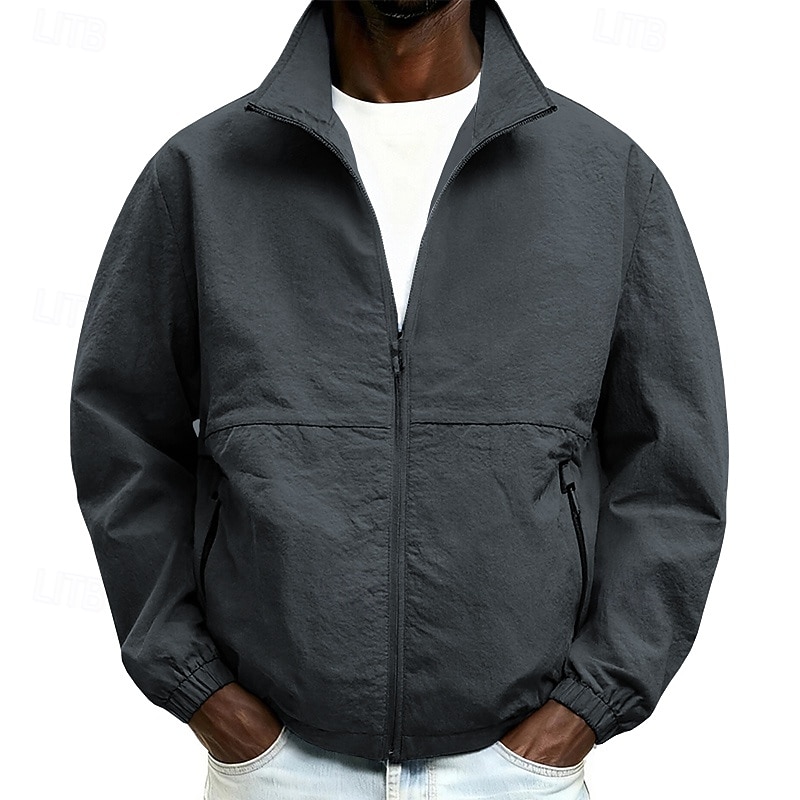 Ανδρικά Ελαφρύ μπουφάν Casual Jacket Καθημερινά ΕΞΩΤΕΡΙΚΟΥ ΧΩΡΟΥ Ικανότητα να αναπνέει Τσέπη Άνοιξη Φθινόπωρο Σκέτο Κομψό στυλ street Στυλάτο Όρθιος γιακάς Κανονικό 2026 - $48.99 –P3
