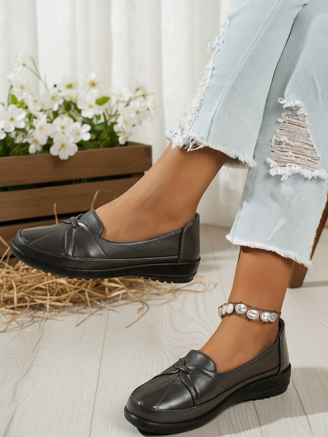 Naisten siniset pehmeät penny loafers solmukehyksellä – Mukavat liukuvalot ajokengät toimistotyöhön rento kävely ja päivittäiseen käyttöön 2026 - $26.99 –P3