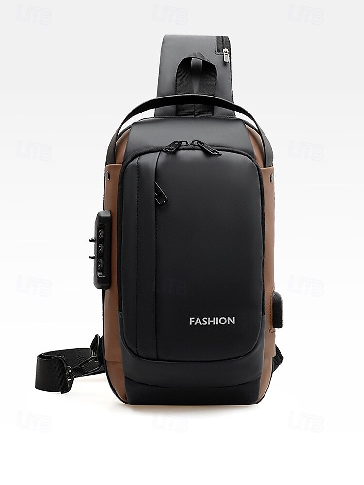 Herrväska i flerfärgad nylon för resor, vandring och friluftsliv - vattentålig axelväska med extern USB-port 2026 - $19.99 –P5