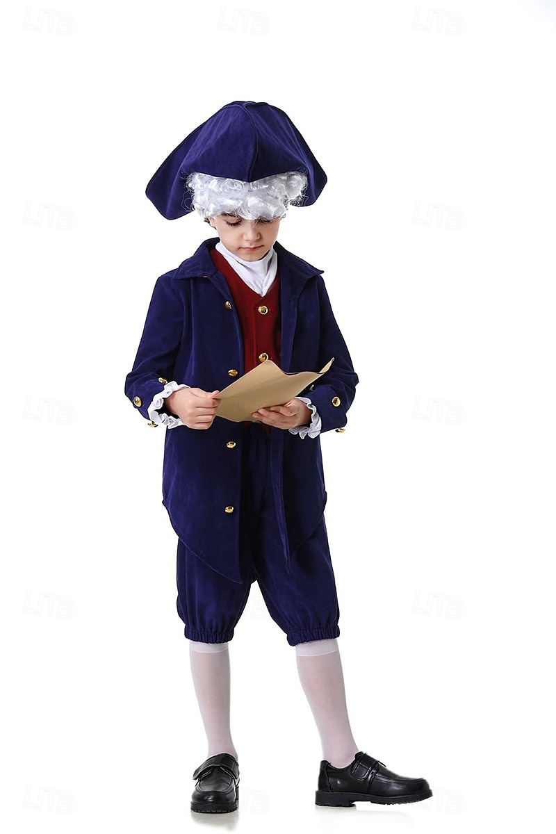 250e anniversaire des États-Unis Rococo Baroque Tenues Manches longues George Washington Alexander Hamilton Epoque Coloniale Déguisement Garçons Carnaval Jour de l'indépendance 4 juillet Enfant de 2026 ? $46.99 –P10