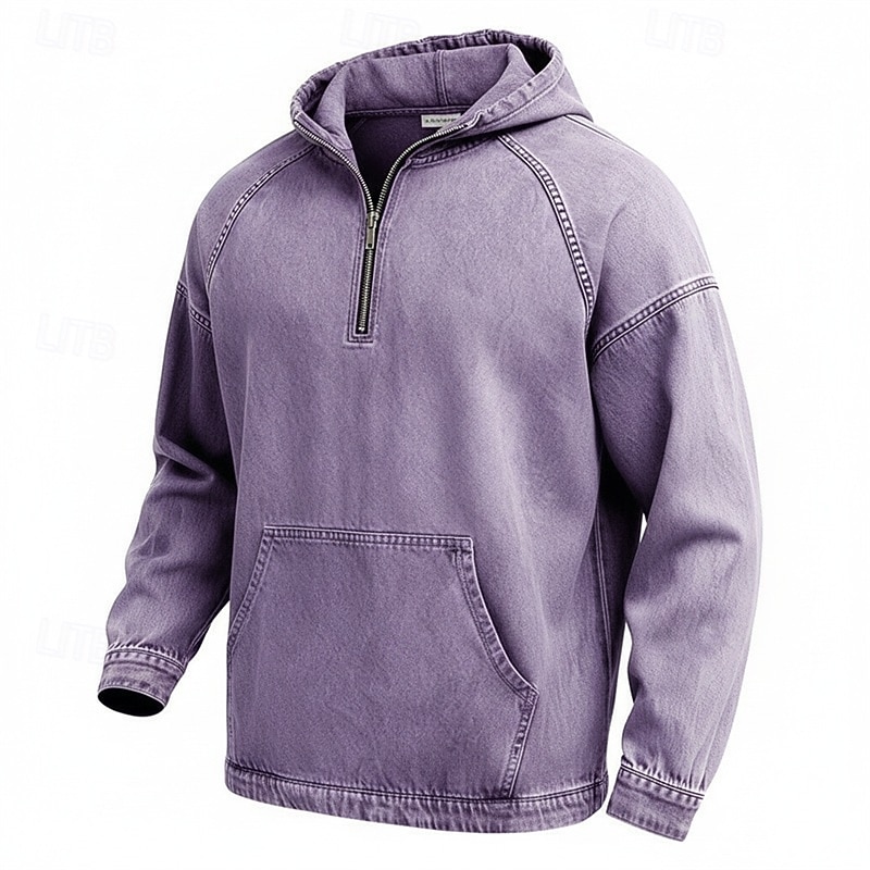 Муж. Толстовка Толстовка с капюшоном и пуловером Толстовка с капюшоном на молнии Синий Абрикосовый Розовый Военно-зеленный Темно синий Капюшон Полотняное плетение Пэчворк Карман кенгуру 2026 - $41.99 –P5