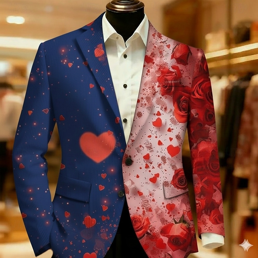 San Valentino Per uomo Cuore Giacca blazer Cappotto Di tendenza Confortevole Traspirante Artistico Casual Quotidiano Abbigliamento da sera Festival Stampa 3D Bottoni Multi-tasche Tutte le stagioni del 2026 a $85.99 –P3