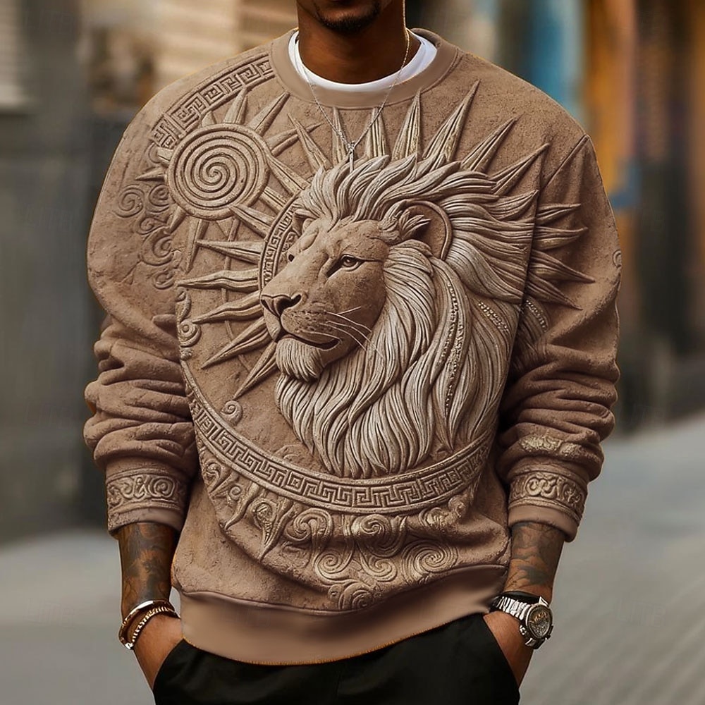 Ανδρικά 3D Εκτύπωση Λιοντάρι 3D εκτύπωση Πουλόβερ Καθημερινό 3D Μακρυμάνικο Στρογγυλή Ψηλή Λαιμόκοψη Διακοπές Πάρτι Δώρο Κίτρινο Βυσσινί Πορτοκαλί Καφέ Γκρίζο Λαιμόκοψη 3D Όλες οι εποχές Σχεδιαστής 2026 - $32.99 –P3