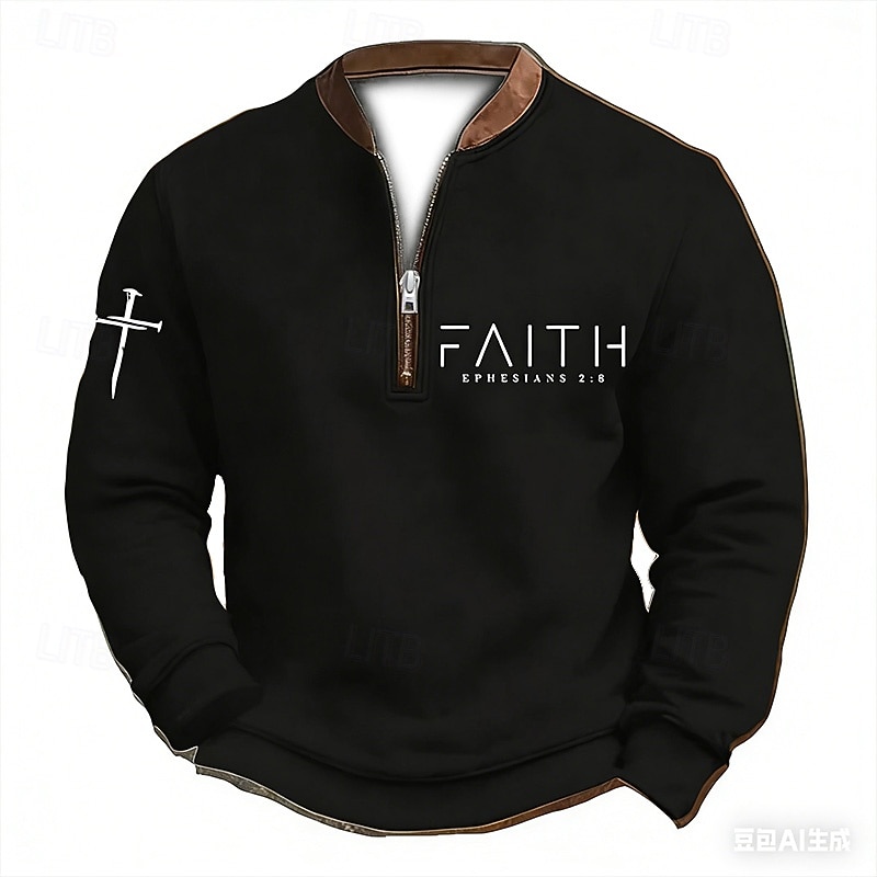 Pánské Mikina Čtvrtletní mikina na zip Černá Bílá Armádní zelená Námořnická modř Hnědá Poloviční zip Barevné bloky Písmeno Haç Poloviční zip Tisk Denní Sporty a outdoor Dovolená Polyester Vinobran 2026 - $15.49 –P4