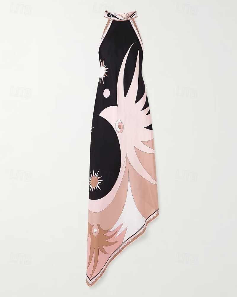 Per donna Abito Midi Abito in Raso Vestito Estivo Abito Estivo Abito Boho Moda Moderno Quotidiano Vacanza Uscire Vestibilità regolare Grafico Sole Senza Maniche All'americana Nero Rosa Estate del 2026 a $25.99 –P3