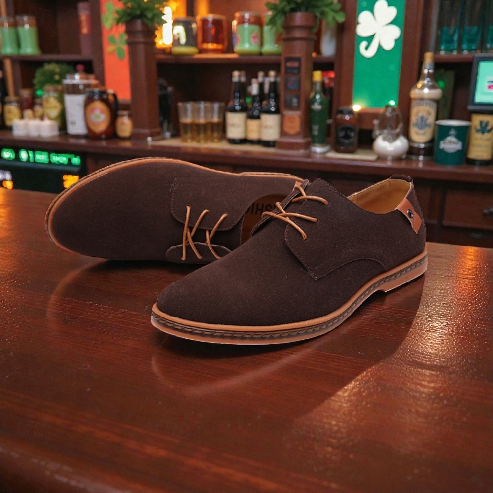 scarpe oxford in pelle scamosciata verde da uomo, scarpe casual morbide e leggere per comfort e stile, perfette per l'uso quotidiano, casual da lavoro, feste e outfit per il giorno di San Patrizio del 2026 a $42.99 –P2