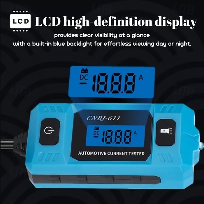 Bilkretstester, 611 sikringslekkasjedetektor, isolasjonsmateriale, batteridrevet, 36 V driftsspenning, med LCD-skjerm og forbelysningsfunksjonalitet, for bilelektrisk 2026 - $30.99 –P5