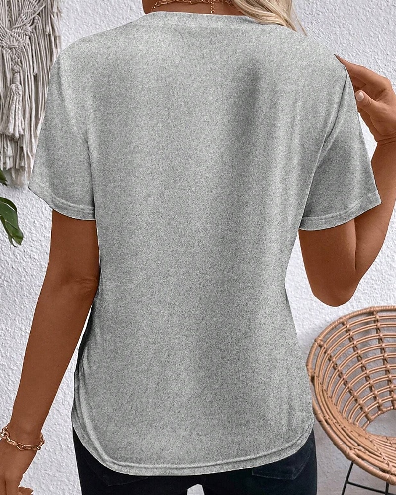 Femmes T-shirt Rayé Classique Occasionnel Manche Courte Col ras du cou Hauts Réguliers Quotidien Sortir Week-end Jaune Vin Vert Gris Été Printemps de 2026 ? $25.99 –P7