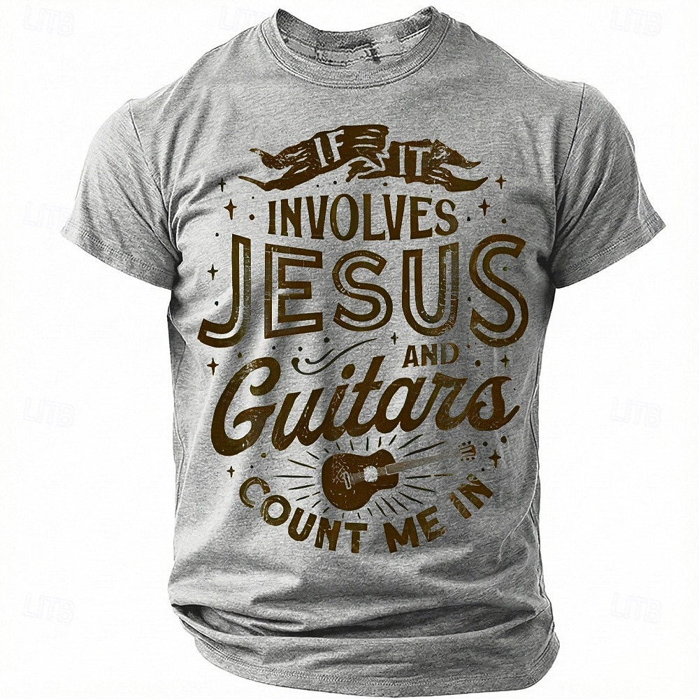 Bible If It Involves Jesus And Guitars Count Me In T Shirt Christian Guitarist Gift Worship Leader Music Lover Faith Graphic Grey Tee Men Clothing Apparel 2026 - $21.99 –P1