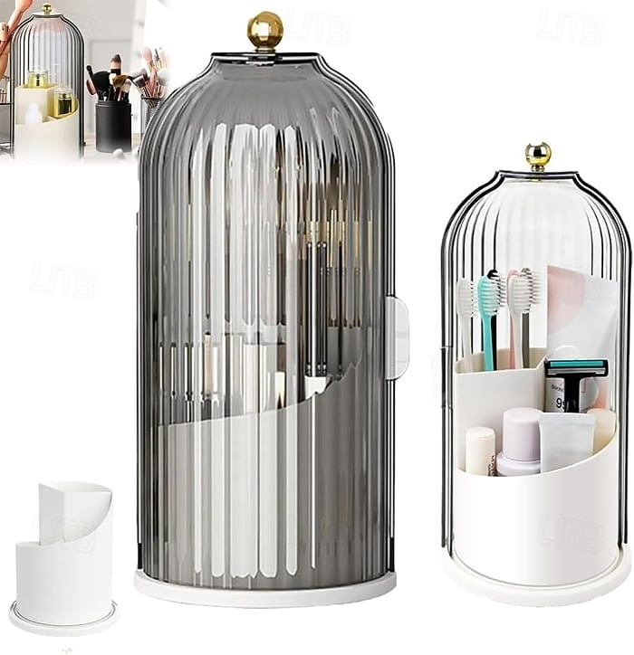 Porte-brosses à dents anti-poussière avec couvercle, boîte de rangement pour pinceaux de maquillage pour coiffeuse, porte-stylos en forme de cage à oiseaux et étagère de rangement, organisateur de 2026 ? $19.99 –P12