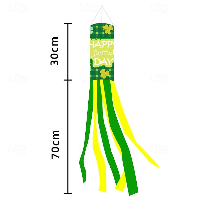 Szent Patrik-napi szélzsák zászló, ír dizájn, Szent Patrik-napi fesztivál dekoráció, színes kültéri szélzsák ünnepi ünneplésre, lóhere &lóhere design. 2026 - $8.99 –P14