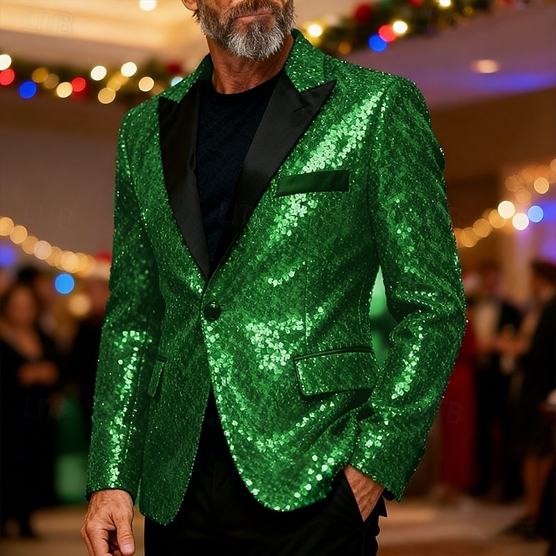 Per uomo Blazer Cocktail party Ricevimento di matrimonio Moda Casual Primavera & Autunno Poliestere Semplice Tasca Bottoni Confortevole Monopetto Giacca Rosso Oro Verde del 2026 a $60.99 –P2