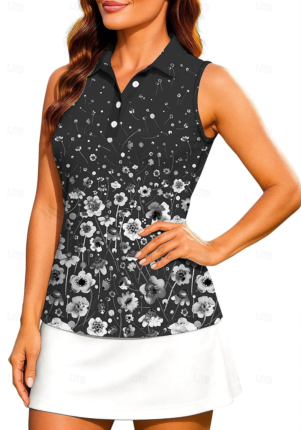 Dames Flora Training tanktop Hemd Sportshirt Wandelen poloshirt Mouwloos Sportief UPF50+ UV-bestendig Trainer Dansen UV-Bescherming Pilates Cheerleaderpakjes Volleybal Ves / Mouwloos T-shirt Zwart 2026 - $18.99 –P6