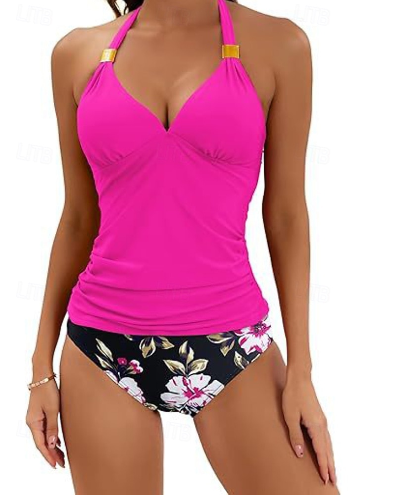 Жен. Купальники Бикини 2 шт. Смелые купальник Открытая спина Отпуск Одежда для пляжа Цветочный принт НАЙКА НЕКО Без рукавов Купальники 2026 - $23.99 –P7