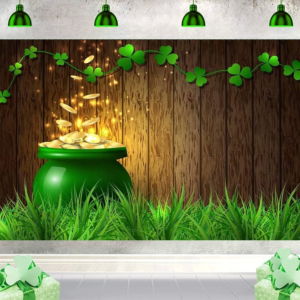 Saint Patrick's Day gobeläng Banderoller Filt Guldmynt Vitklöver söt stil Romantisk 3D Sovrum Vardagsrum Studentboende Tonårsrum Väggveranda Heminredning 2026 - $20.99 –P5
