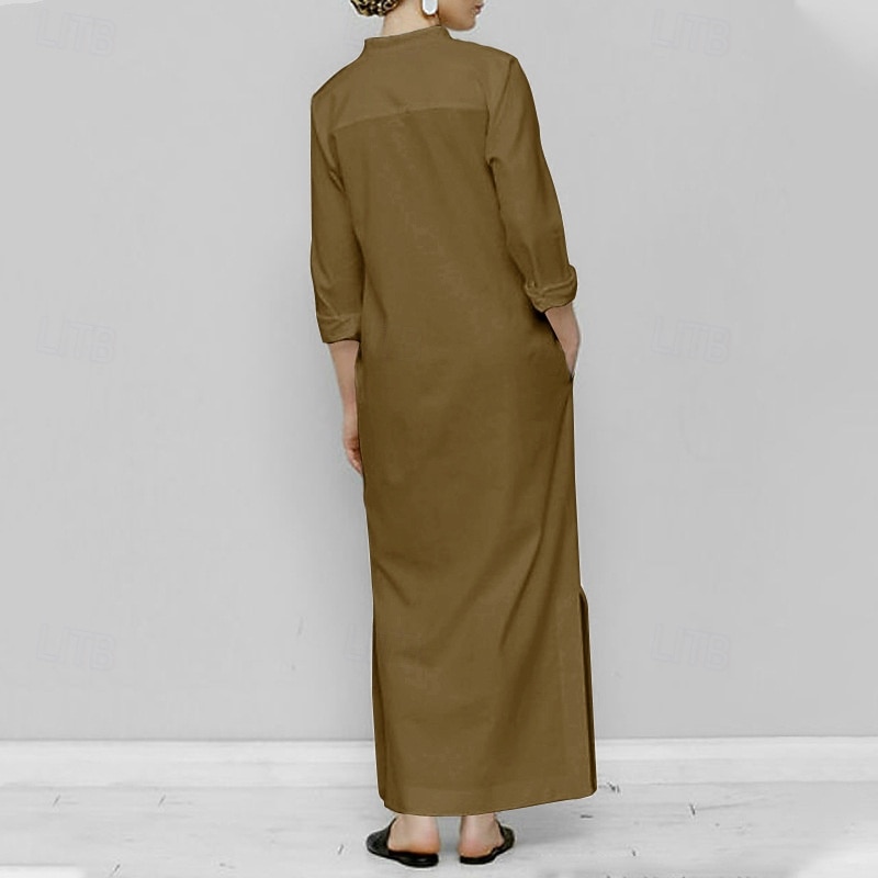 Жен. длинное платье платье макси Искусственный хлопок и лен Платье прямого кроя Повседневное платье Элегантный стиль Мода Современное Повседневные Отпуск На выход Свободное облегание 2026 - $28.99 –P9