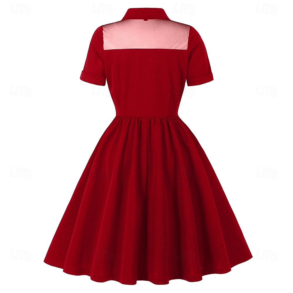1950 Retro / vintage Rochii Rochie leagăn Mâneci scurte Culoare solidă Costume de fancy Pentru femei Carnaval Mascaradă Purtare Zilnică Petrecerea Burlăcițelor Adulți Rochie 2026 - $44.99 –P8