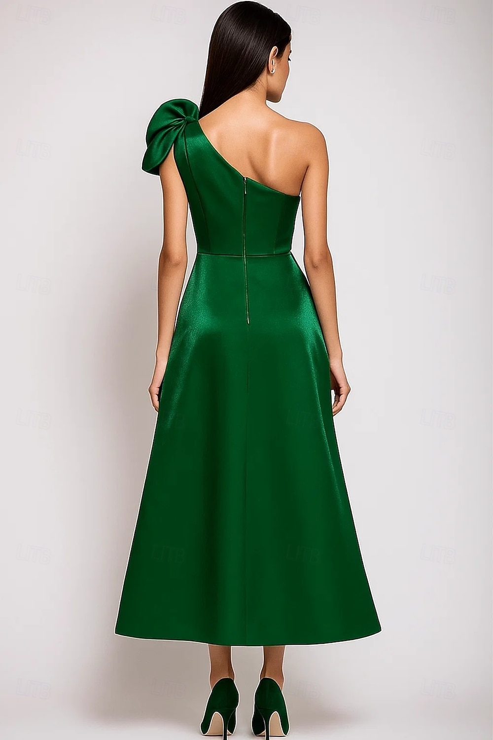 A-Line Tea Length Cocktail Dresses Elegant Silky Semi Formal Sleeveless One Shoulder Garden Party Wedding Satin with Shouder Flower 2026 - $159.99 –P2