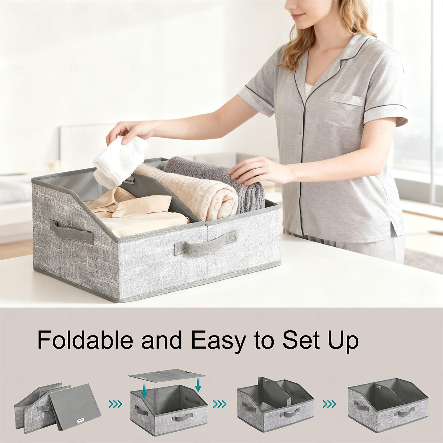 1 grand organisateur mural avec poignées - panier de rangement en tissu à structure ajourée pour vêtements, serviettes, couvertures, portefeuilles et chapeaux - design classique et peu encombrant pour de 2026 ? $16.49 –P5