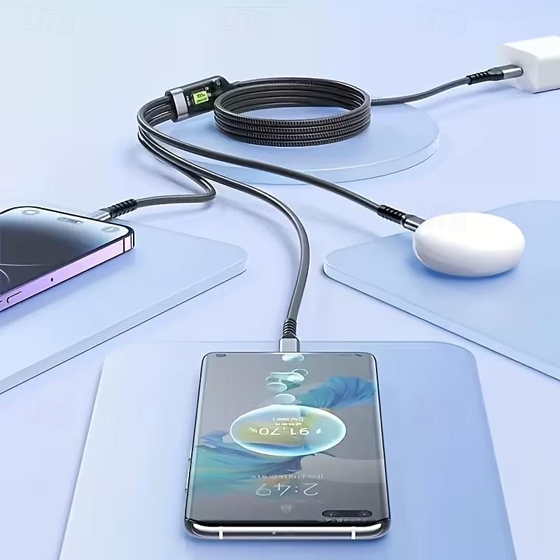 Balení 3 univerzálních rychlonabíjecích kabelů, nylonový opletený kabel QC3.0 s konektory Lightning, micro USB a USB-C pro více smartphonů 2026 - $15.99 –P5
