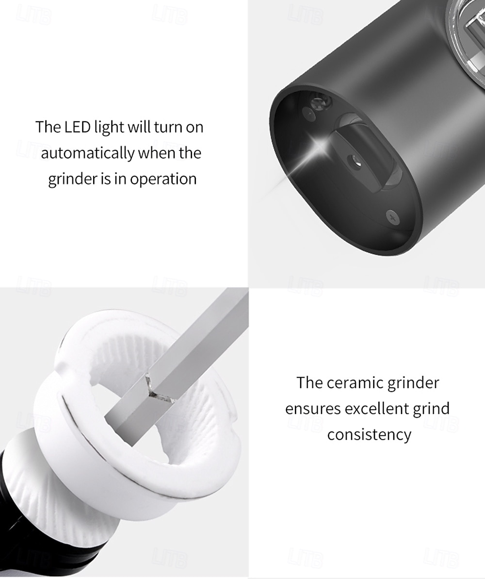Electric Salt and Pepper Grinder Battery Powered for Convenience (batteries Not Included) Two-pack with Base Practical White LED Light Adjustable Coarseness One-button Operation Stylish Black Fi 2026 - $42.99 –P9