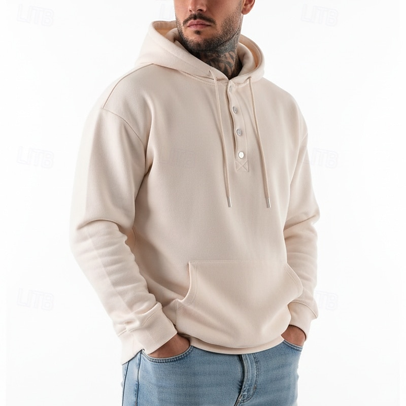 Men's Hoodie Pullover Hoodie Sweatshirt Button Up Hoodie Blue Apricot Wine Red Black Light Green Hooded Plain Kangaroo Pocket Casual Daily Sports & Outdoor Streetwear Cool Sportswear Spring & Fall 2026 - $24.99 –P4