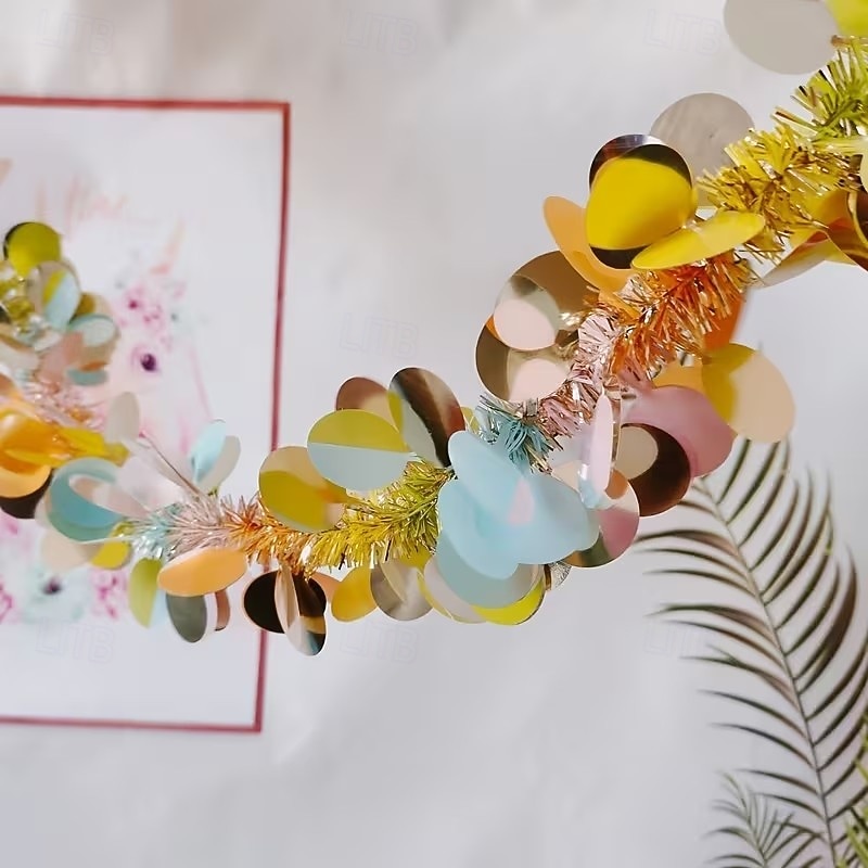 glittergirlander med skinnende paljetter – festlige båndslynger til festdekorasjon, bryllup, bursdag, høytid og juletredekor, glitrende hengende girlander til hjemmet &styling av arrangementer 2026 - $9.99 –P7