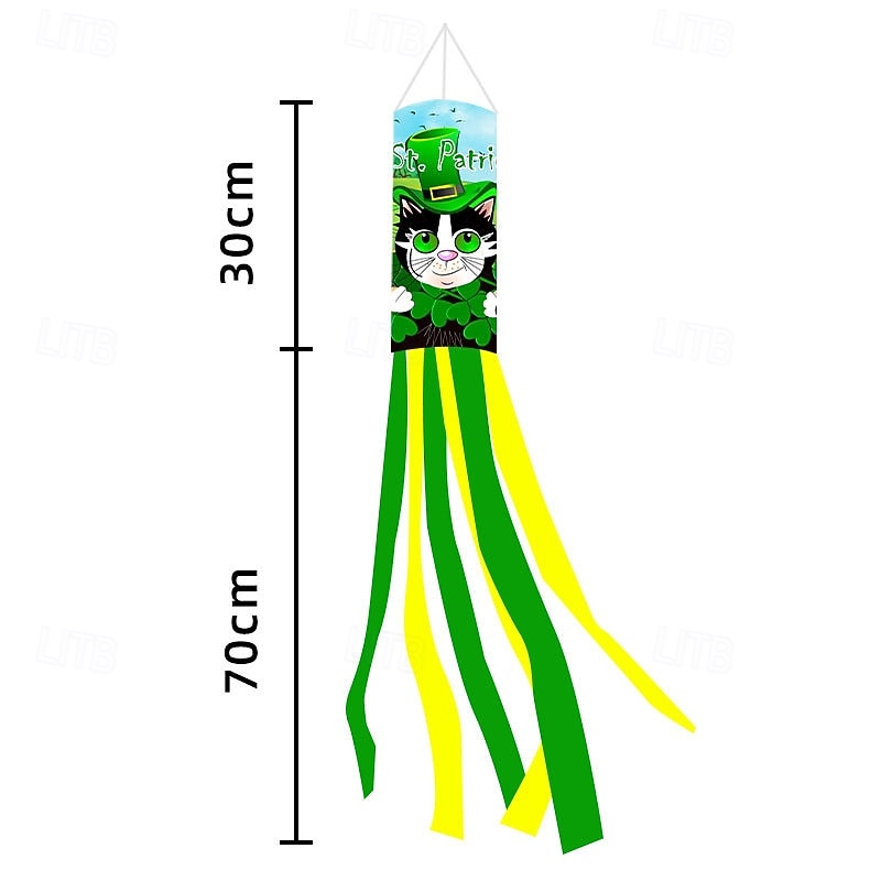 Szent Patrik-napi szélzsák zászló, ír dizájn, Szent Patrik-napi fesztivál dekoráció, színes kültéri szélzsák ünnepi ünneplésre, lóhere &lóhere design. 2026 - $8.99 –P21