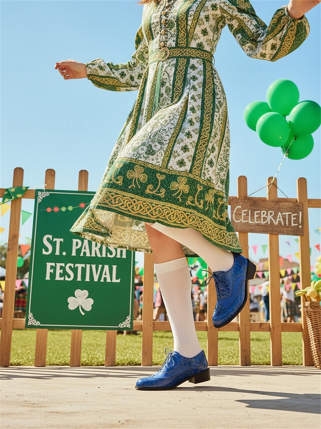 Dámské zelené oxfordské společenské boty s detailem brogue – pohodlné boty na nízkém podpatku se šněrováním na průvod ke Dni svatého Patrika, irské festivalové outfity, sváteční párty outfity 2026 - $59.99 –P8