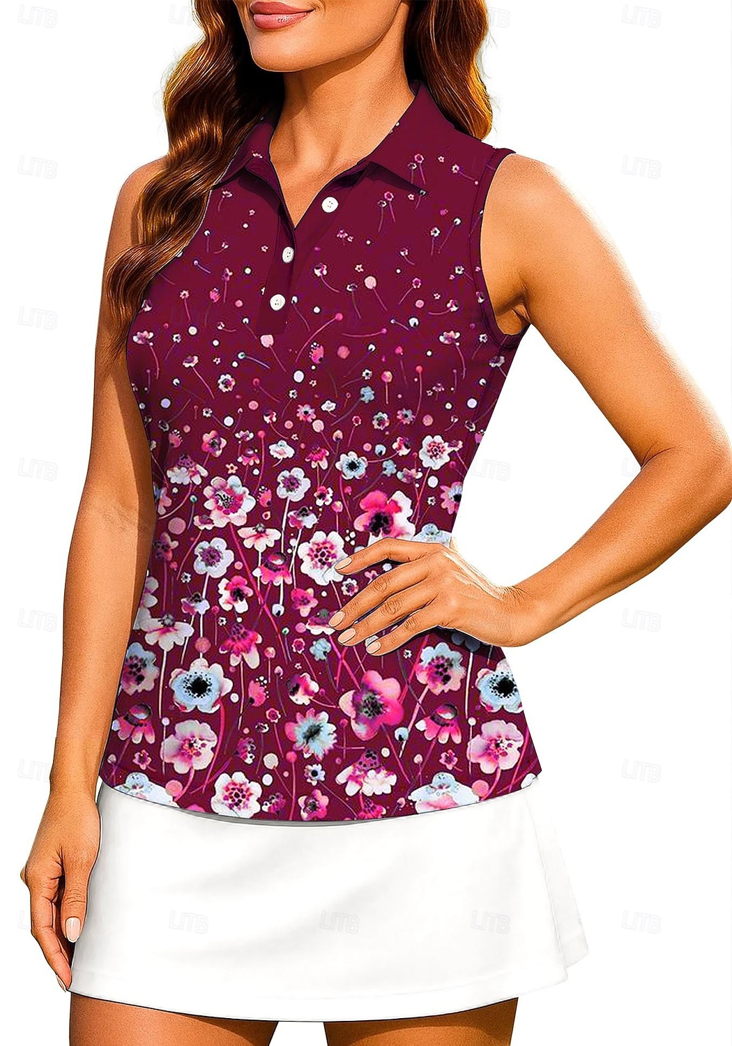 Dames Flora Training tanktop Hemd Sportshirt Wandelen poloshirt Mouwloos Sportief UPF50+ UV-bestendig Trainer Dansen UV-Bescherming Pilates Cheerleaderpakjes Volleybal Ves / Mouwloos T-shirt Zwart 2026 - $18.99 –P5