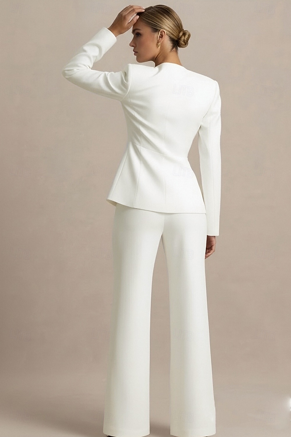 Жен. Костюмы-2 Из двух частей Футляр Бизнес Офис Официальные Стретч-креп Элегантный стиль Смокинг Современное Длинный рукав V-образный вырез Однобортный крой 2026 - $157.99 –P2