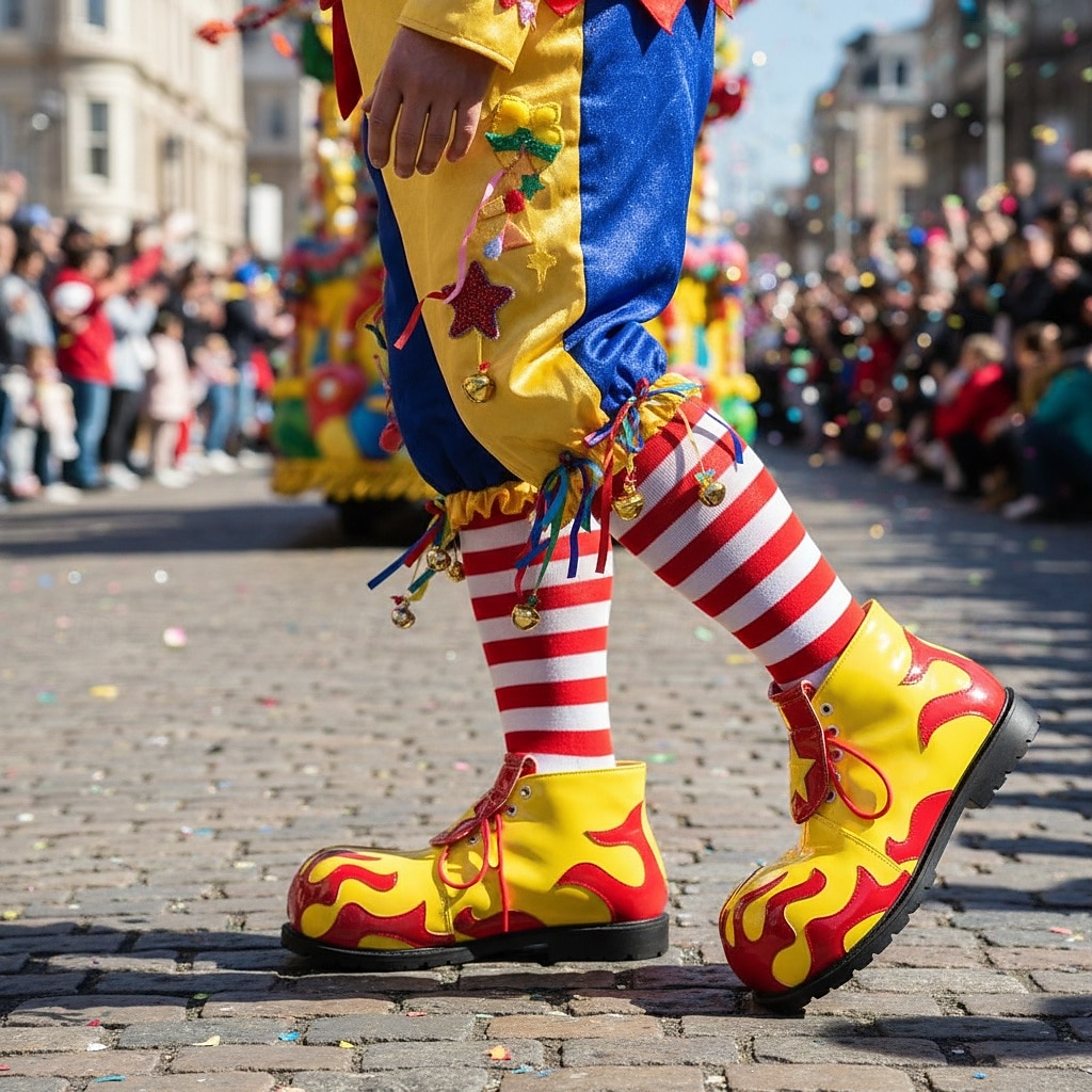 Scarpe da clown colorate da uomo da Mardi Gras gialle e rosse con design a fiamma perfette per carnevale performance di clown e feste in costume del 2026 a $94.99 –P2