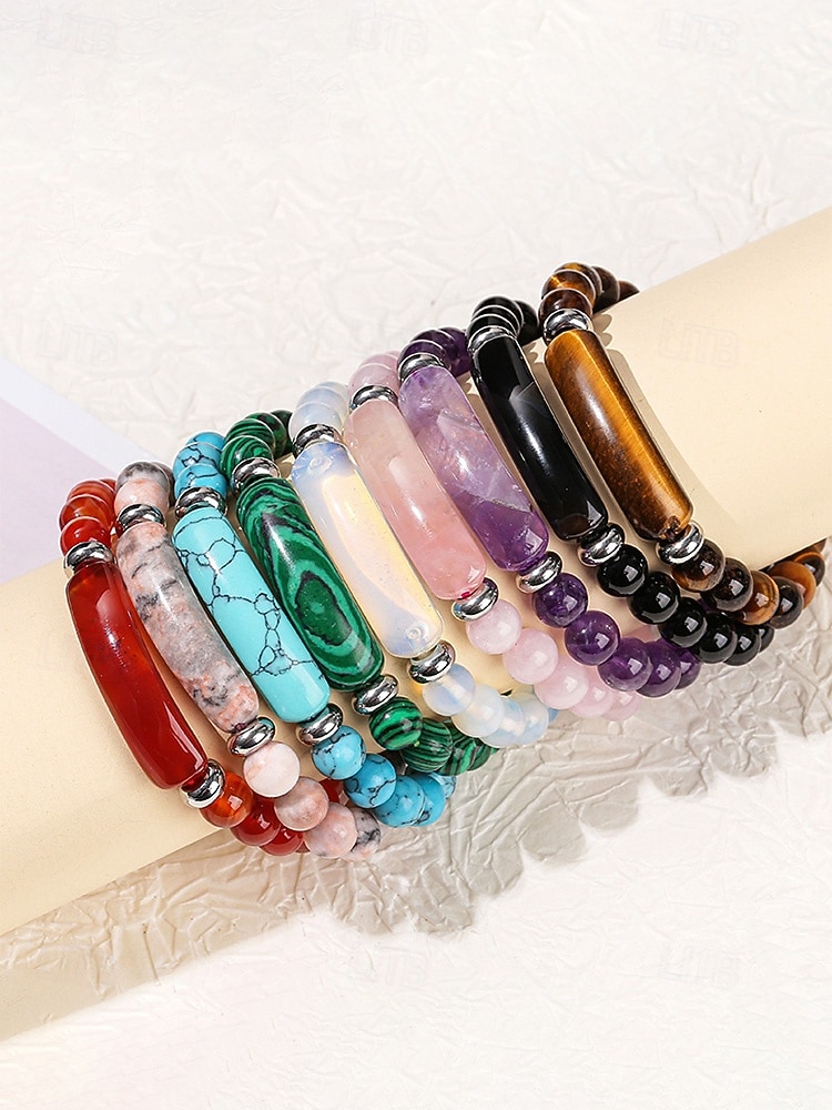 Bracelet pour homme en pierre naturelle, perles multicolores avec détails raffinés, idéal pour la Saint-Patrick et au quotidien, élégant et unique. de 2026 ? $11.99 –P8