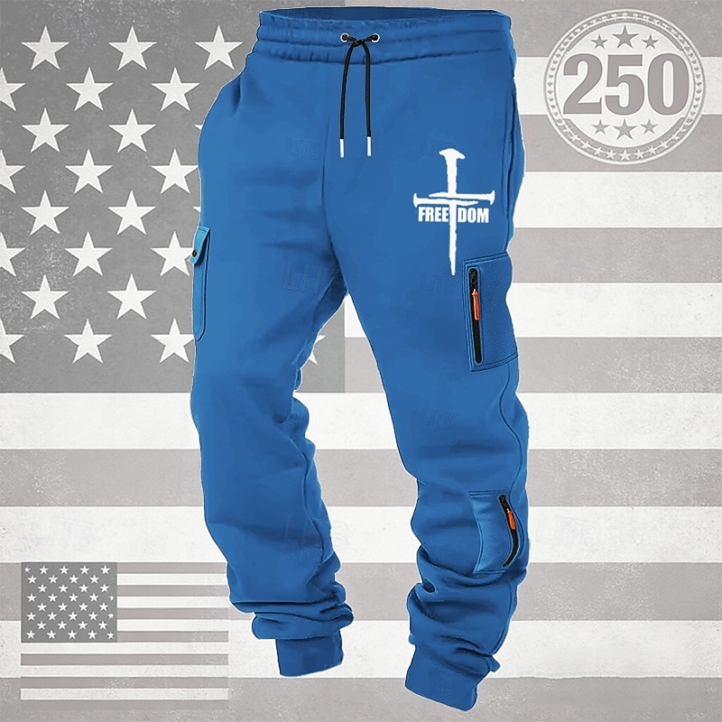 Per uomo Pantaloni da Tuta Cargo Pantaloni da tuta Joggers Pantaloni Coulisse Tasca Elastico in vita Croce Comodità Traspirante Quotidiano All'aperto 250° anniversario dell'America Vacanza Moda Nero del 2026 a $25.99 –P2