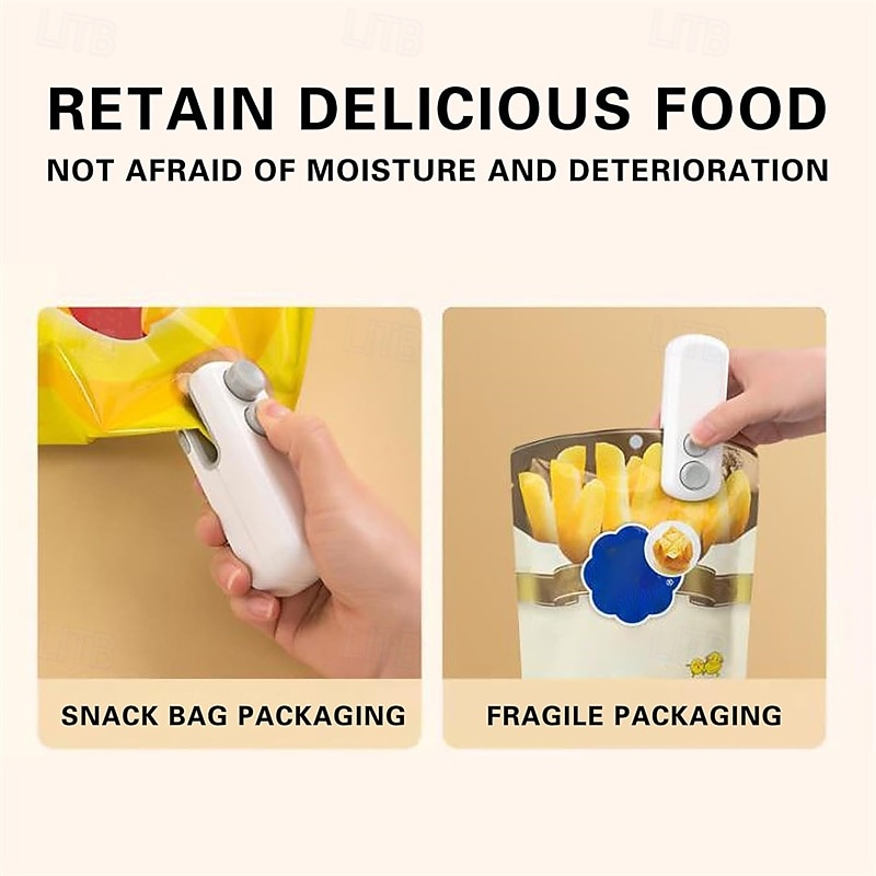 Mini Bag Sealer USB-Rechargeable Chip Bag Sealer Heat Sealer Snack Mini Bag Sealer Ideal for Freshness Preservation and Storage of Snacks and Chips 2026 - $11.99 –P4