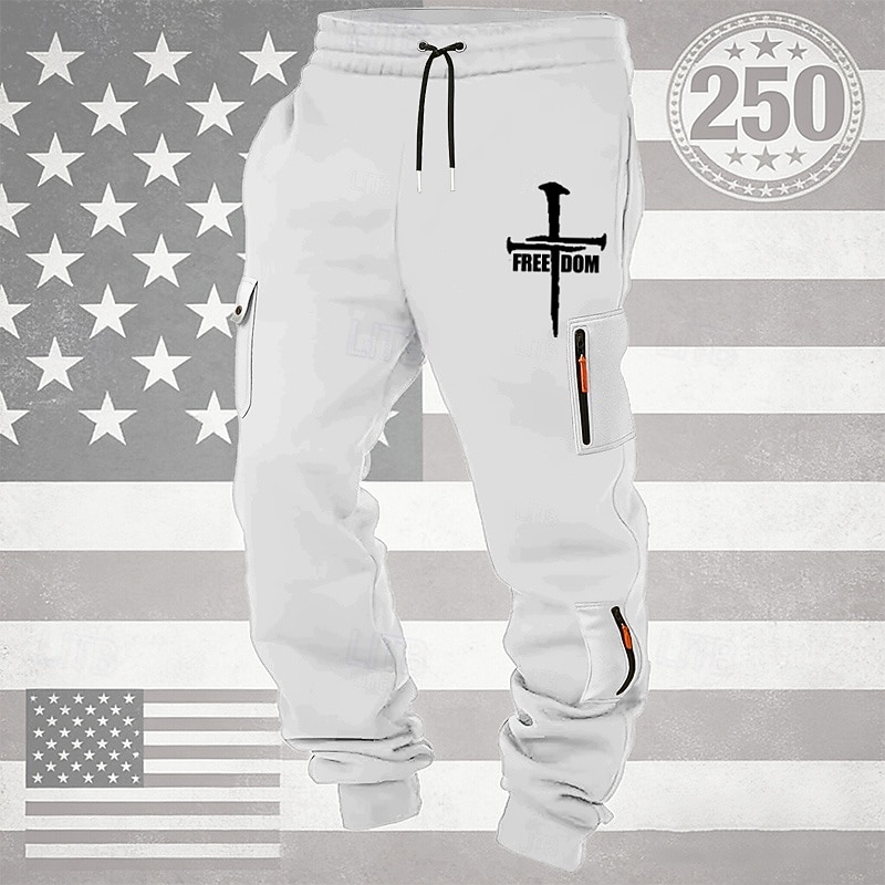 Per uomo Pantaloni da Tuta Cargo Pantaloni da tuta Joggers Pantaloni Coulisse Tasca Elastico in vita Croce Comodità Traspirante Quotidiano All'aperto 250° anniversario dell'America Vacanza Moda Nero del 2026 a $25.99 –P5