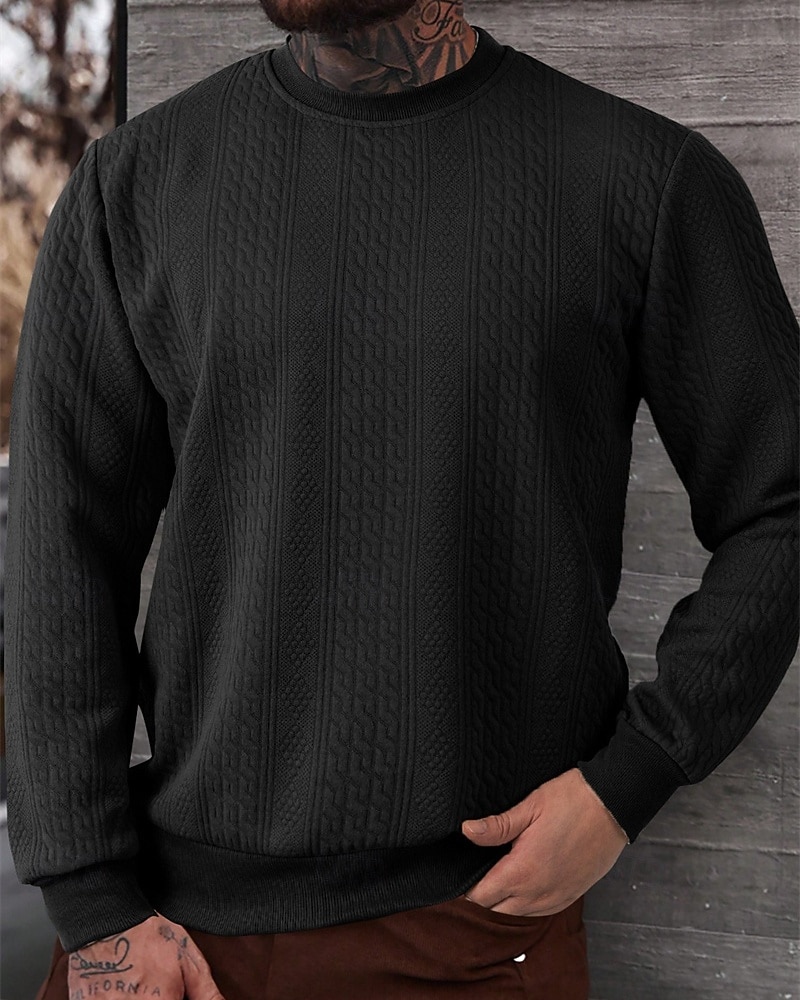 Homens Moletom Estacionar Preto Branco Cáqui Cinzento Gola Redonda Tecido Jacquard Casual Diário Desportos e Ar livre Roupa de rua Roupa de Esporte Casual Primavera Outono Roupa Moletons Moletons de 2026 por $26.99 –P8
