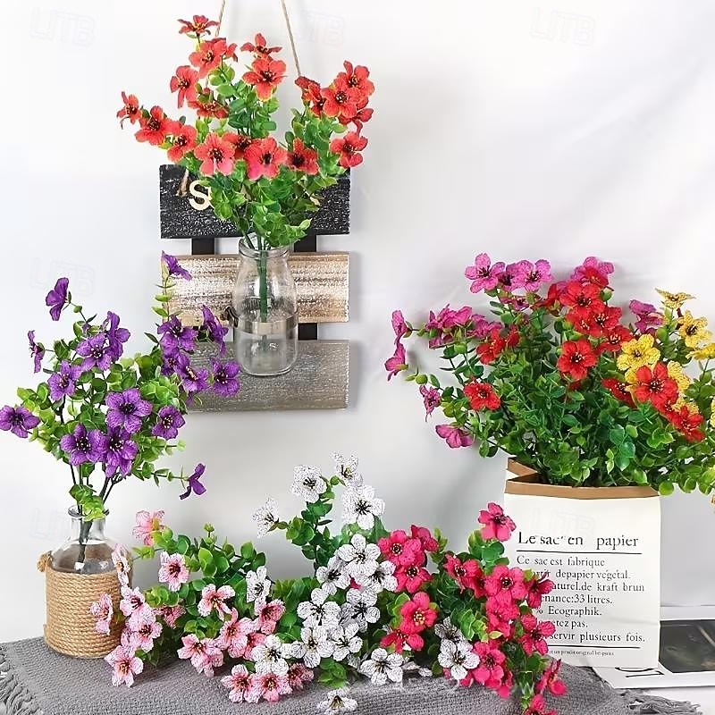 10 Bundles Artificial Flowers Fake Plants - Fake Flowers Outdoor Artificial Plants Flowers Eucalyptus Leaves DIY Wedding Garden Porch Window Box Pot Planters Decor Room Decor Home Decor Valentine's Day 2026 - $20.99 –P1