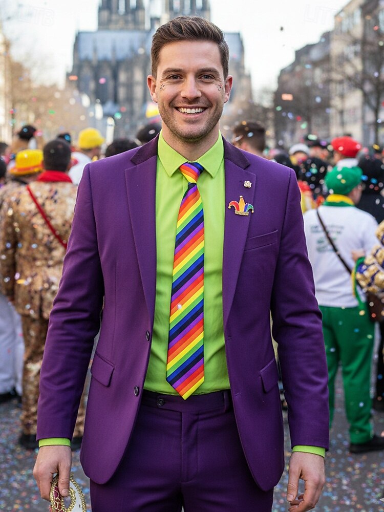 2026年 男性用ポリエステルタイ、複数のパターン、スタイリッシュなデザイン、カーニバルや仮面舞踏会用  コレクション – $14.99 –P1