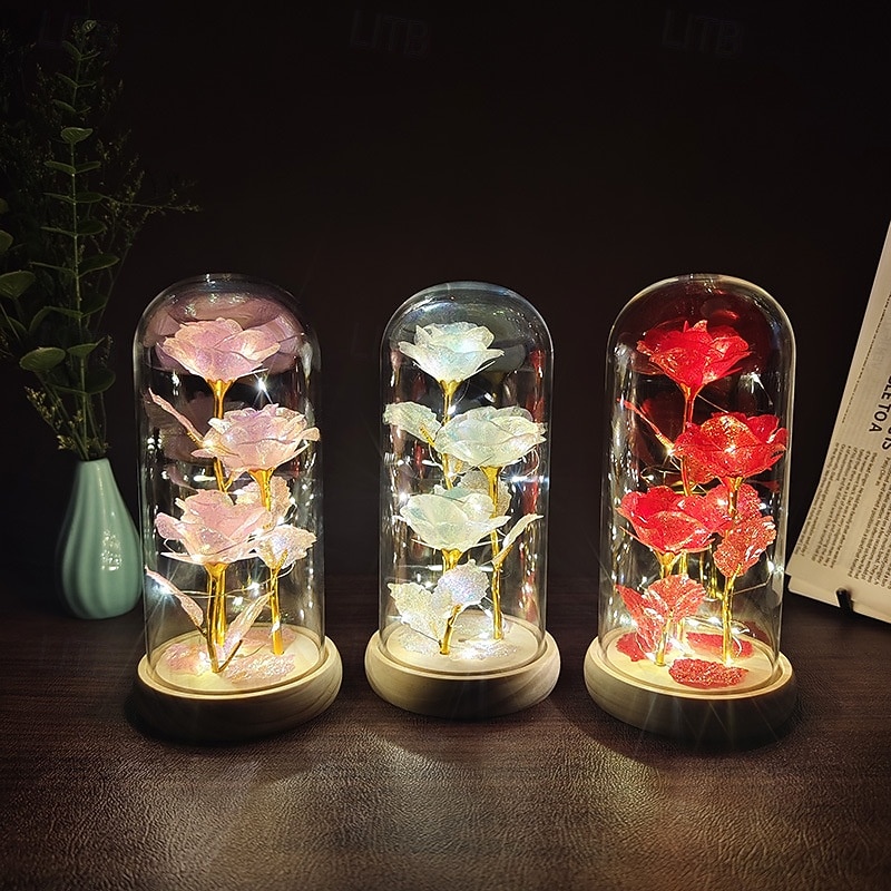 Üveg rózsa örök kristály virág világító rózsák üvegdóm alatt ajándékok nőknek anyának nagymamának feleségnek nővérének 2026 - $17.99 –P5