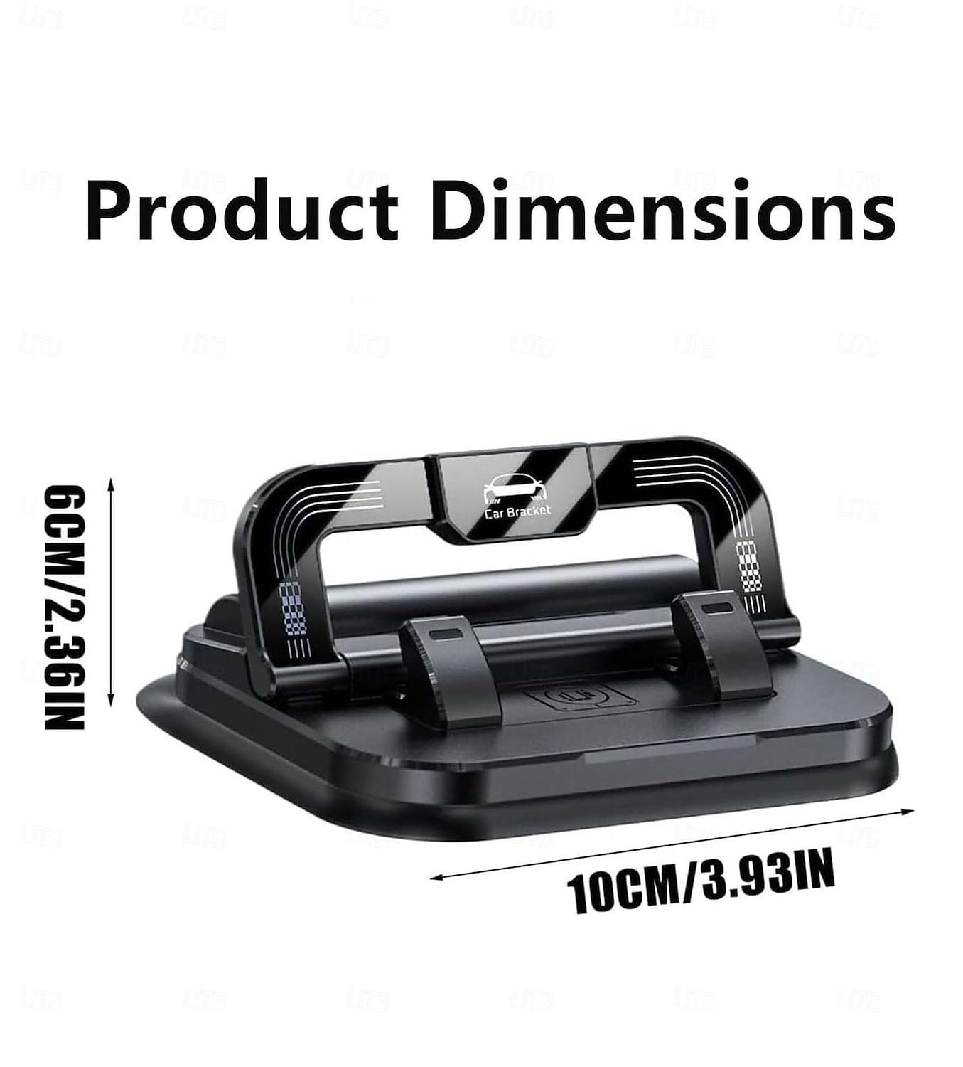 2-i-1 360° roterbar biltelefonholder med parkeringsnummerplate - sammenleggbar, justerbar sklisikker base, dashbord-/nakkestøttefeste, kompatibel med de fleste kjøretøy, biltelefonholder, biltilbehør 2026 - $11.49 –P15
