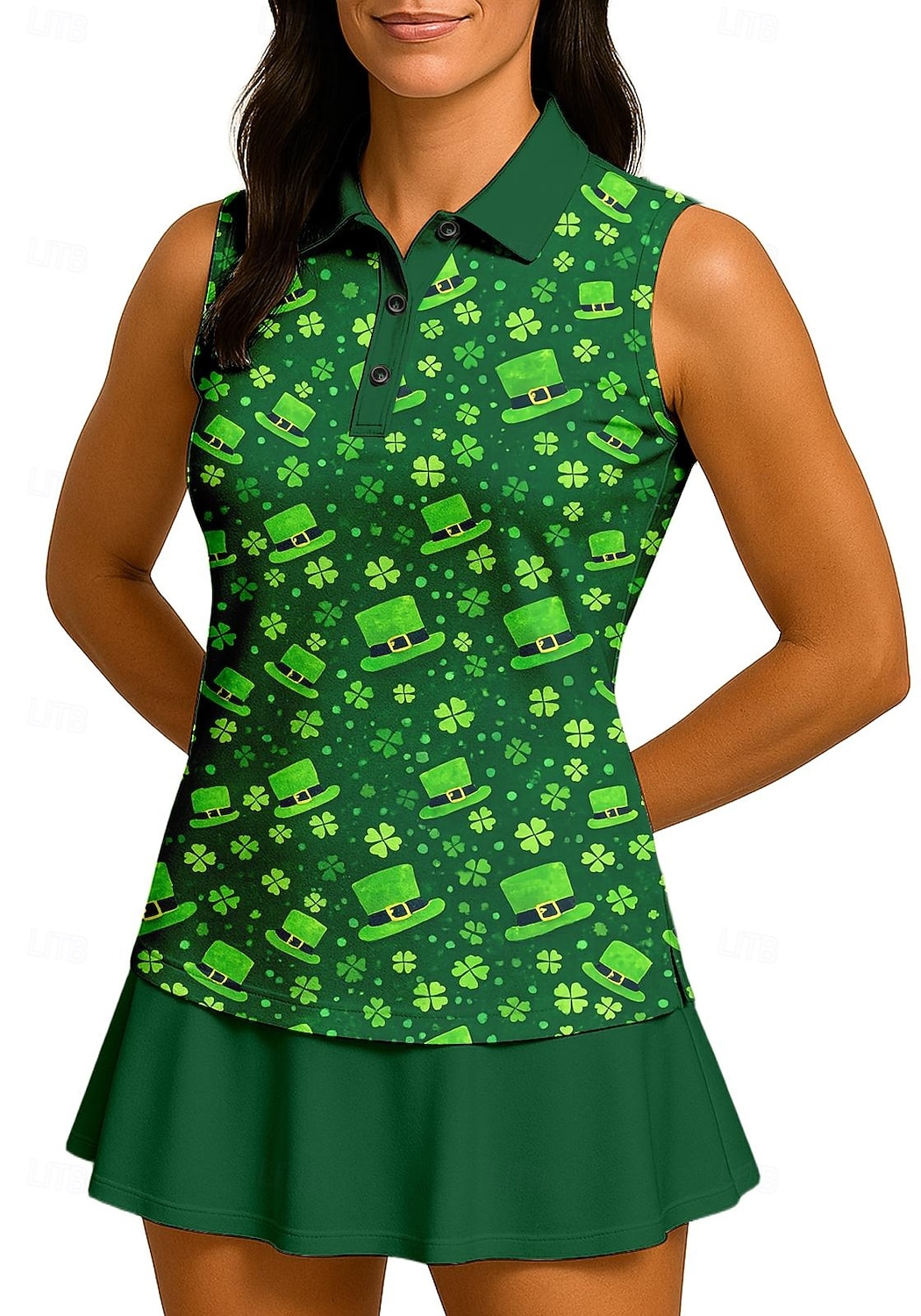 סיינט פטריק בגדי ריקוד נשים Apila חולצת ספורט חולצת POLO Rövid felső חולצת טניס ללא שרוולים פרחוני כפתורים UPF50+ עמידות UV גמישות גבוהה פתילת לחות נושם כדור עף טניס גולף קולר צווארון מתקפל 2026 - $18.99 –P3