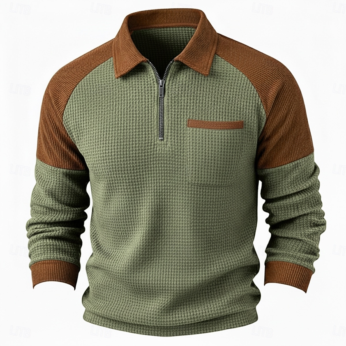 Herre Vaffel T-skjorte T skjorte Vaffel Henley-skjorte Langermet Polokrage Genser Quarter Zip Høst vinter Helfarge Fargeblokk Tradisjonell / vintage Fritid Lapper Fargeblokk Avslappet Hjem utendørs 2026 - $26.99 –P4