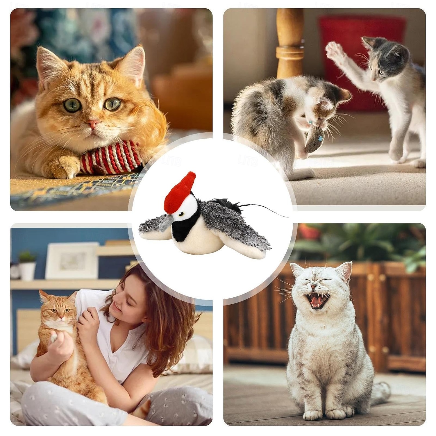fliegendes Vogelspielzeug – Plüschkatzenspielzeug, USB-betriebenes Katzenspielzeug | Aktiviertes Kätzchenspielzeug mit Klappen und Geräuschen 2026 - $25.99 –P5