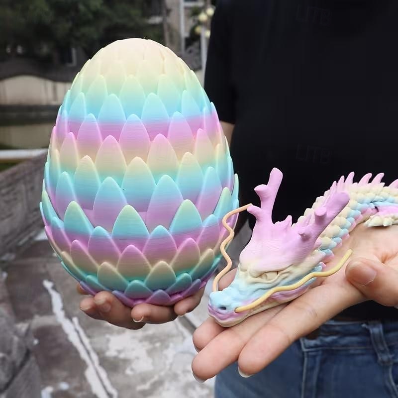 Большие пасхальные яйца с драконами, напечатанные на 3D-принтере, с драконом внутри (60 см), загадочное пасхальное яйцо с драконом (18 см), подвижные игрушки-антистресс, пасхальные яйца-сюрпризы для 2026 - $34.99 –P8