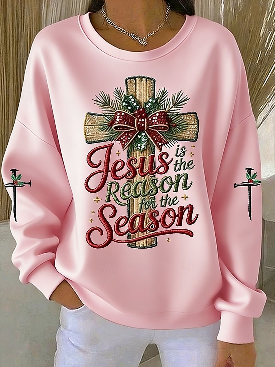 Dámské Pullover Mikiny Tisk Grafika Písmeno Na běžné nošení Dlouhý rukáv Tričkový Běžné topy Ležérní ulice Na den Vodní modrá Bílá Světlá růžová Rubínově červená Oranžová Podzim Zima 2026 - $27.99 –P2